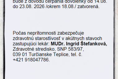 OZNAM PACIENTOM - MUDr. Marián Šulov